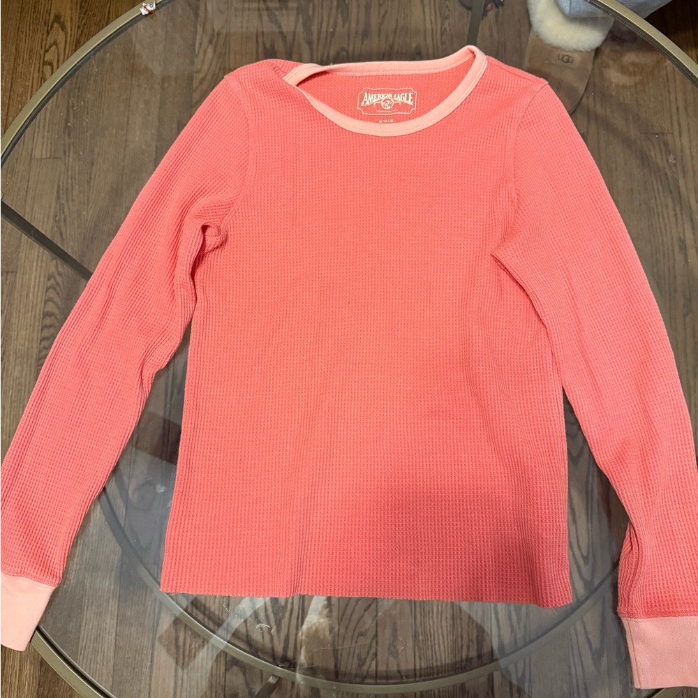 American eagle waffle sweater, darker pink and lighter pink, great condition,